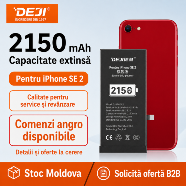 Baterie DEJI pentru iPhone Se2, 2150 mAh, disponibilă angro în Moldova